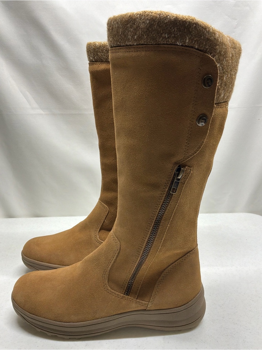 BareTraps Adelle Tall Tan Winter Boots with Faux-Fur Cuff
